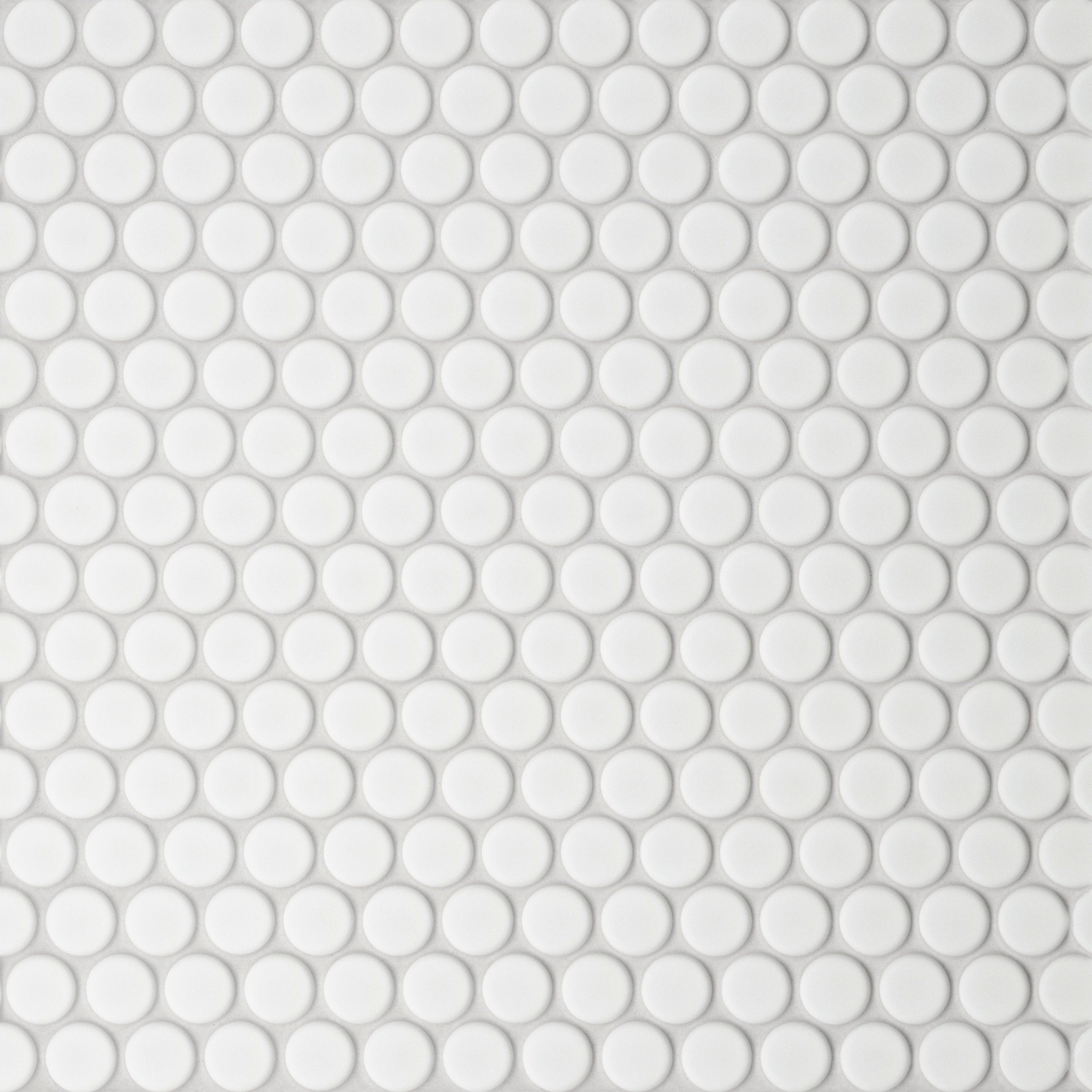 Bedrosians Le Cafe 3/4" x 3/4" Penny Round Matte Porcelain Mosaic Tile in White | Item Code 100002405