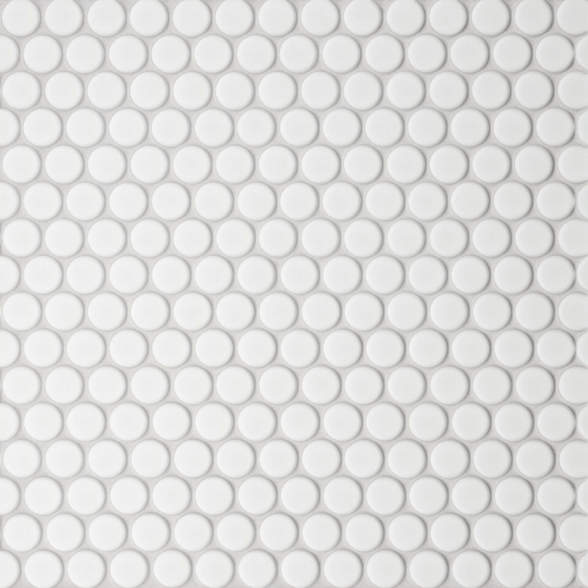 Bedrosians Le Cafe 3/4" x 3/4" Penny Round Matte Porcelain Mosaic Tile in White | Item Code 100002405