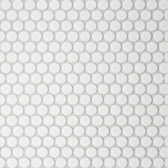 Bedrosians Le Cafe 3/4" x 3/4" Penny Round Matte Porcelain Mosaic Tile in White | Item Code 100002405