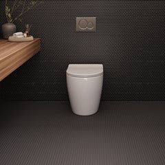 Bedrosians Le Cafe 3/4" x 3/4" Penny Round Matte Porcelain Mosaic Tile in Black | Item Code 100002404