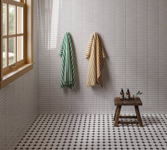Bedrosians Le Cafe Black and White Octagon Porcelain Mosaic (2x2) - Matte Floor and Wall Mosaic Sheet | Item Code 100002421