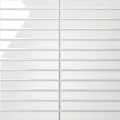 Bedrosians Le Cafe 1" x 6" Straight Stack Glossy Porcelain Mosaic Tile in White | Item Code 100002411