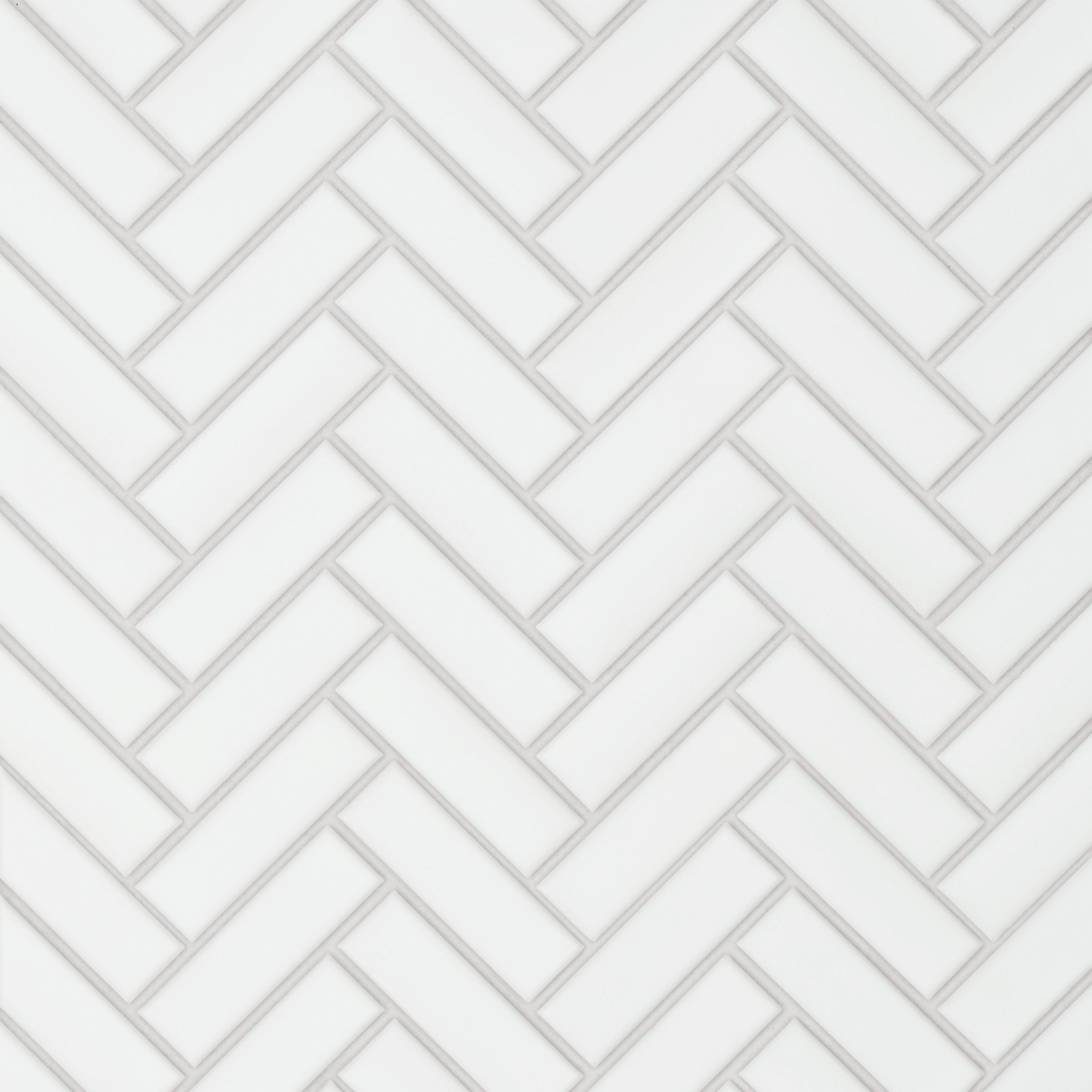 Bedrosians Le Cafe 1" x 3" Herringbone Matte Porcelain Mosaic Tile in White | Item Code 100002413