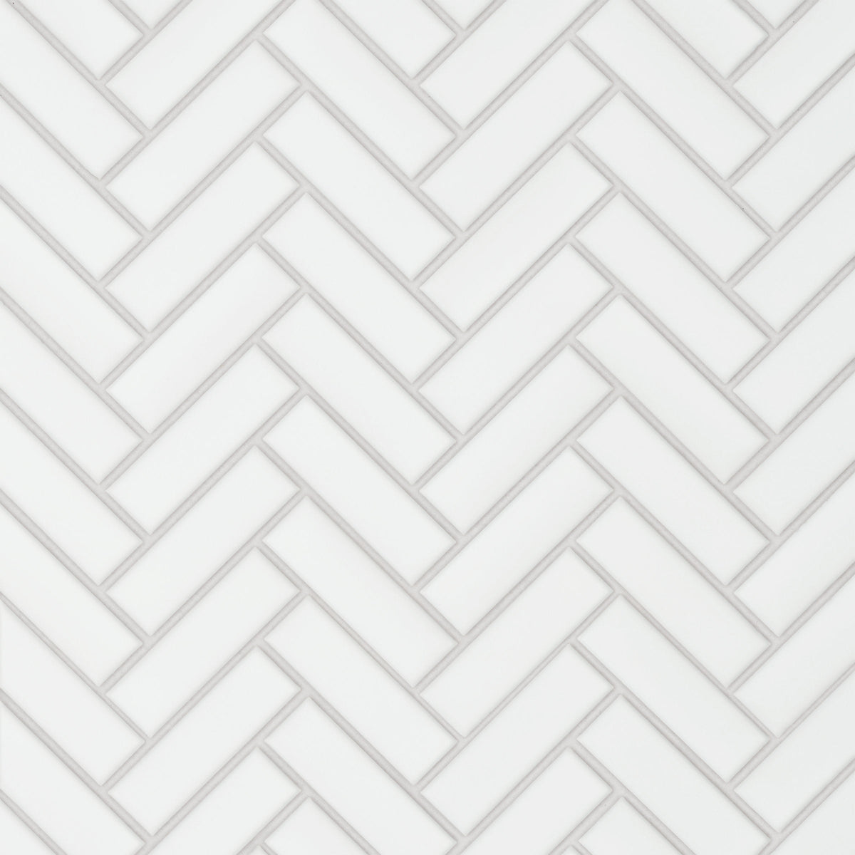 Bedrosians Le Cafe 1" x 3" Herringbone Matte Porcelain Mosaic Tile in White | Item Code 100002413