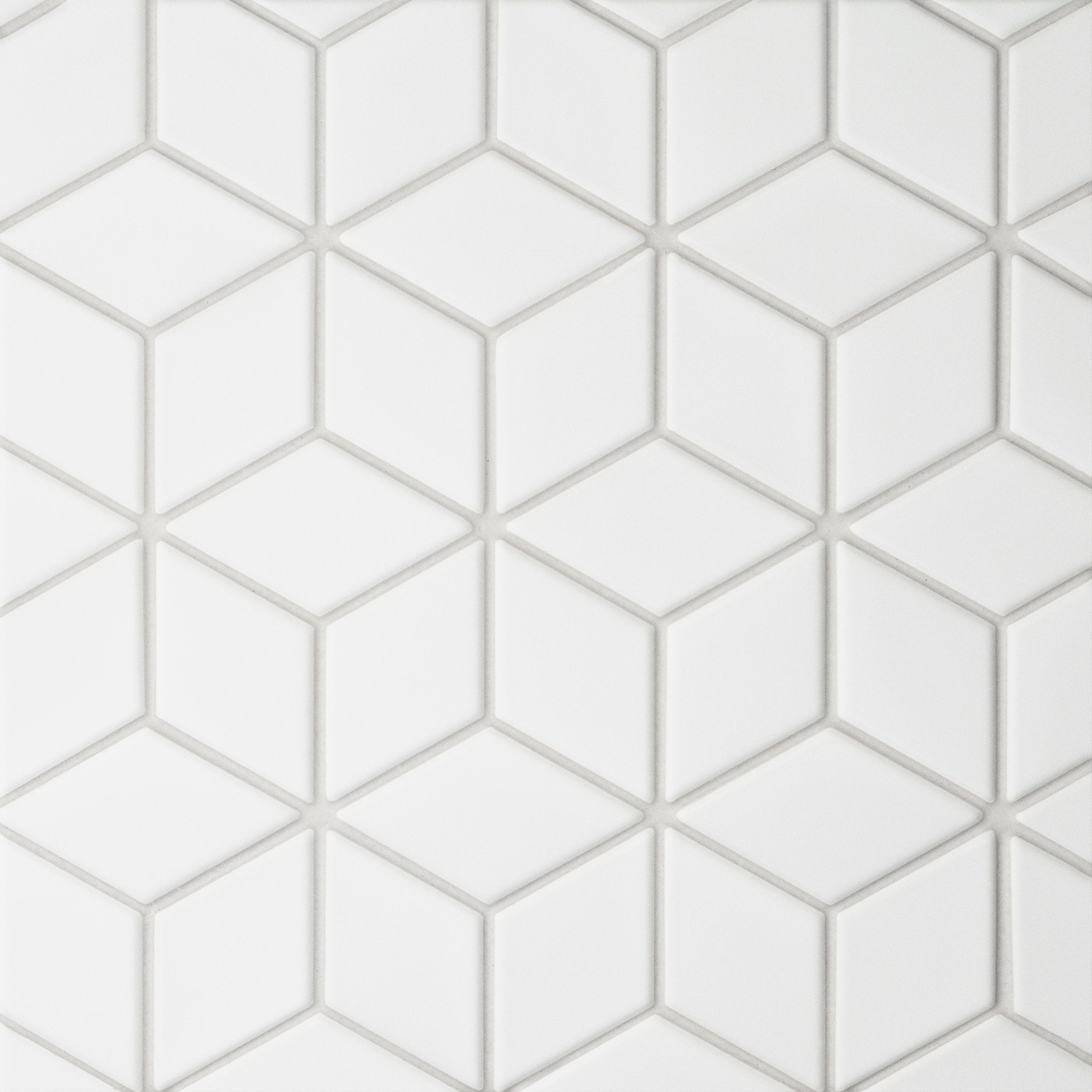 Bedrosians Le Cafe 2" x 3" Diamond Matte Porcelain Mosaic Tile in White | Item Code 100002417