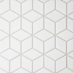 Bedrosians Le Cafe 2" x 3" Diamond Matte Porcelain Mosaic Tile in White | Item Code 100002417