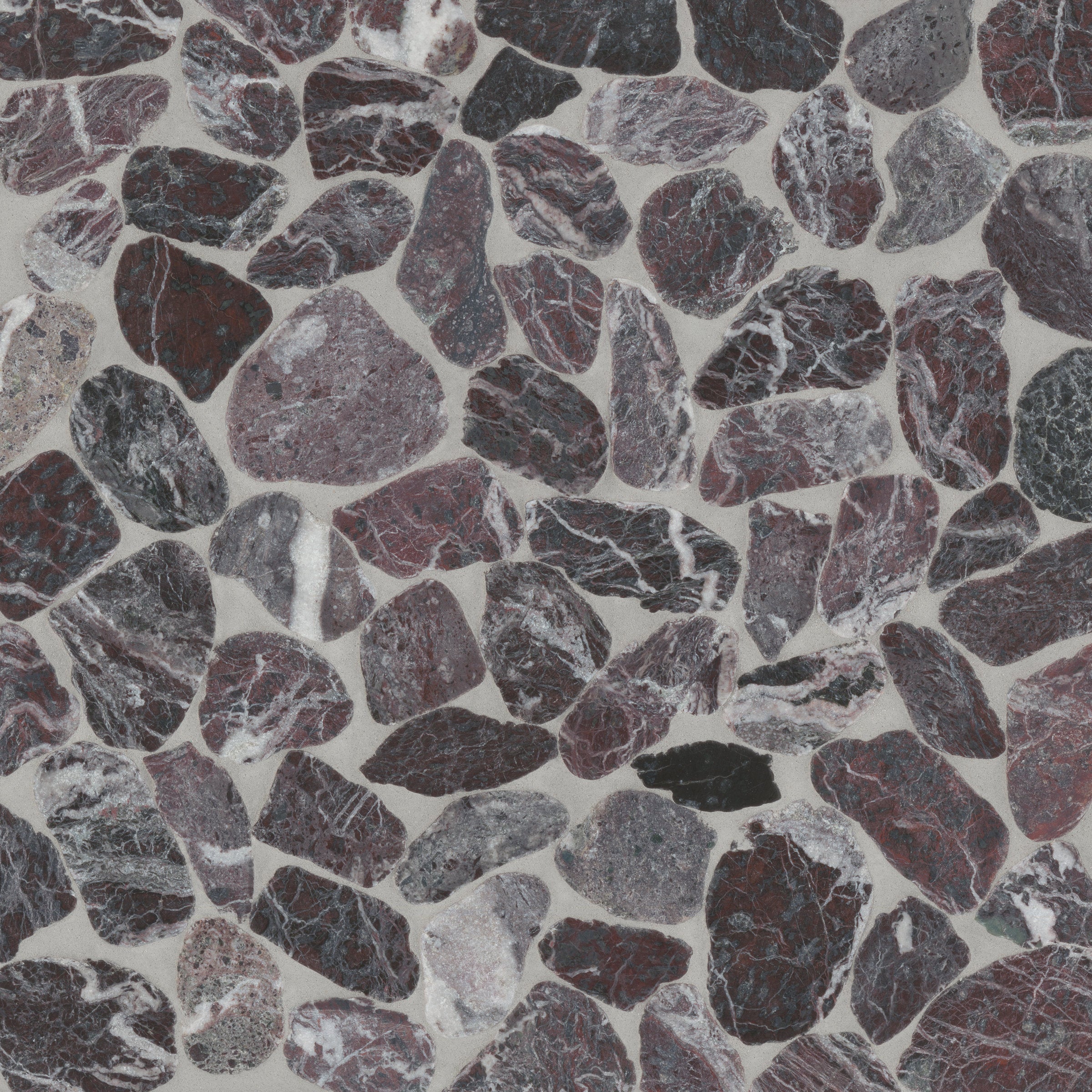 Bedrosians Waterbrook Medium Sliced Pebble Mosaic in Rosso Levanto | Item Code 100003089