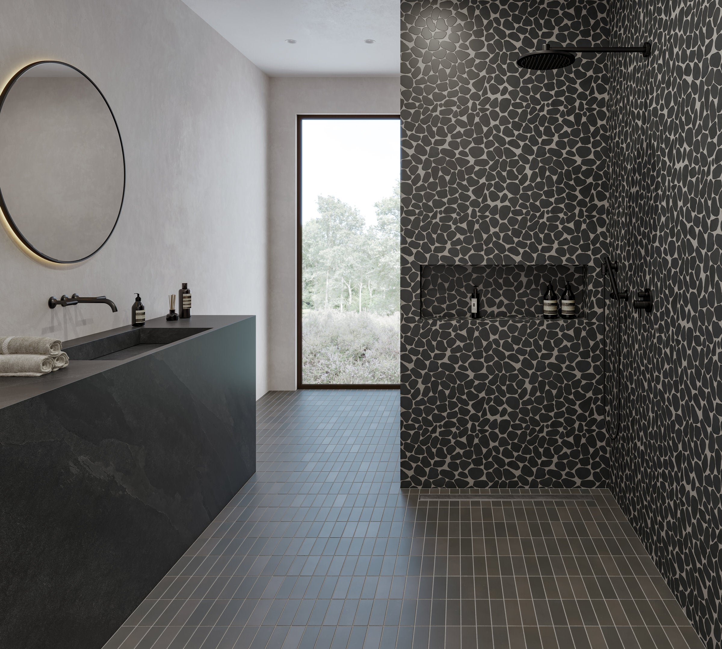 Bedrosians Celine 2" x 6" Matte Porcelain Floor & Wall Tile in Black | Item Code 100003117