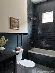 Bedrosians Marin 0.5" x 12" Jolly Miter Edge Ceramic Trim in Midnight Tide | Item Code 100003181