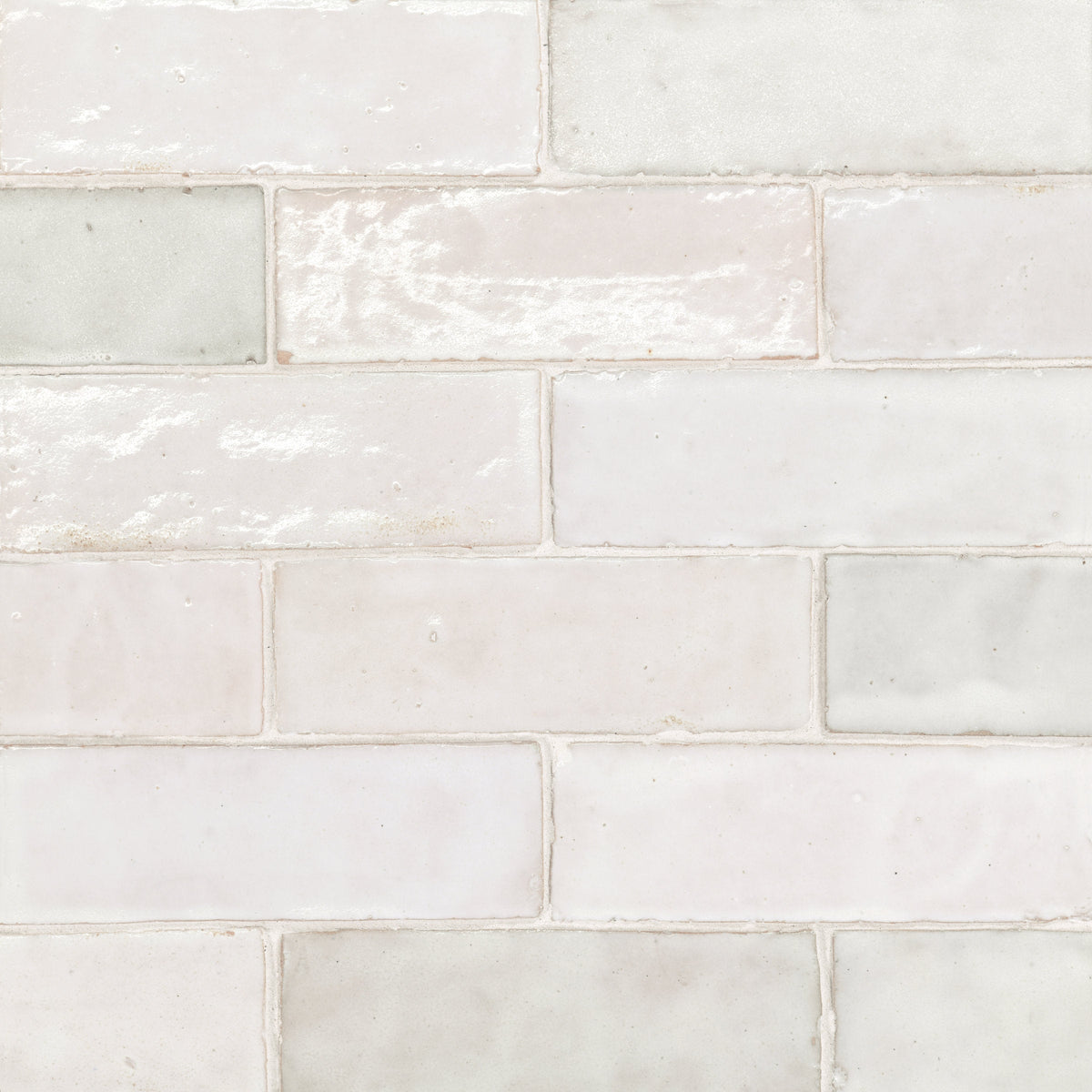 Bedrosians Zagora 2" x 6" Glossy Zellige Field Tile in Blanc | Item Code 100003201