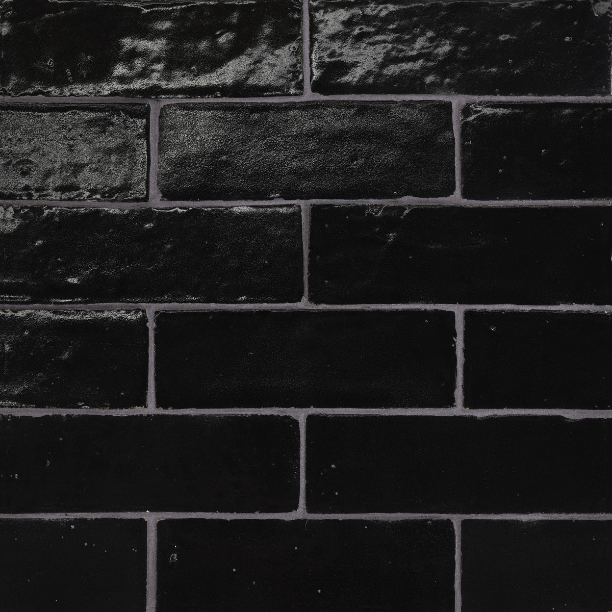 Bedrosians Zagora 2" x 6" Glossy Zellige Field Tile in Nero | Item Code 100003215
