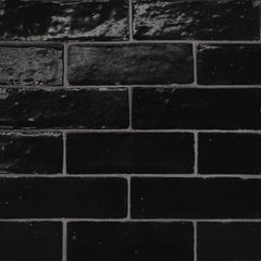 Bedrosians Zagora 2" x 6" Glossy Zellige Field Tile in Nero | Item Code 100003215