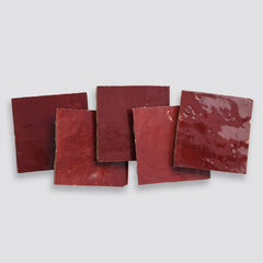 Bedrosians Zagora 4" x 4" Glossy Zellige Field Tile in Rouge | Item Code 100003223
