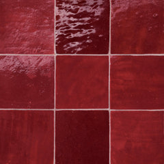 Bedrosians Zagora 4" x 4" Glossy Zellige Field Tile in Rouge | Item Code 100003223