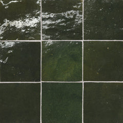 Bedrosians Zagora 4" x 4" Glossy Zellige Field Tile in Vert Mousse | Item Code 100003226