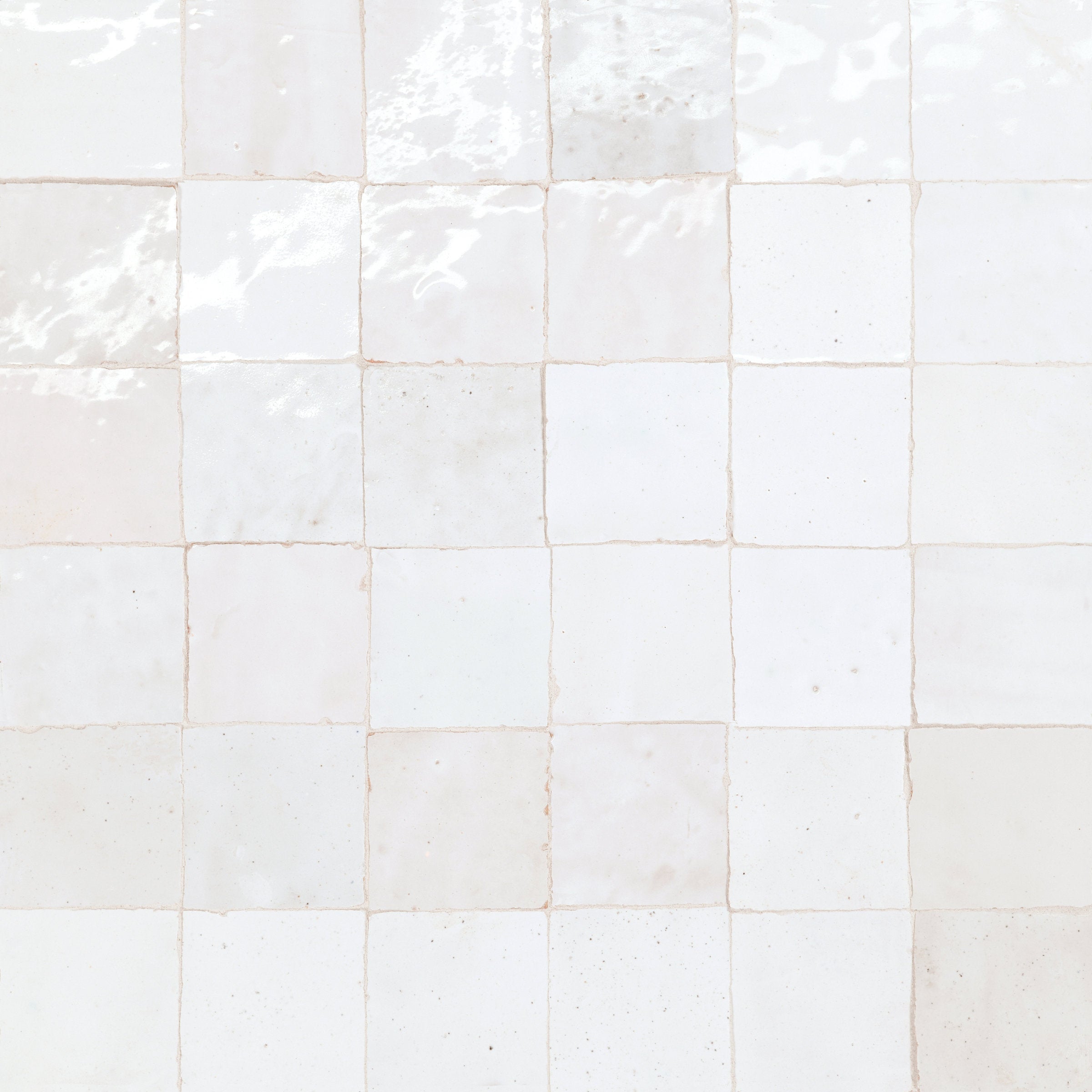 Bedrosians Zagora 2" x 2" Glossy Zellige Mosaic Tile in Neige Blanc | Item Code 100003238