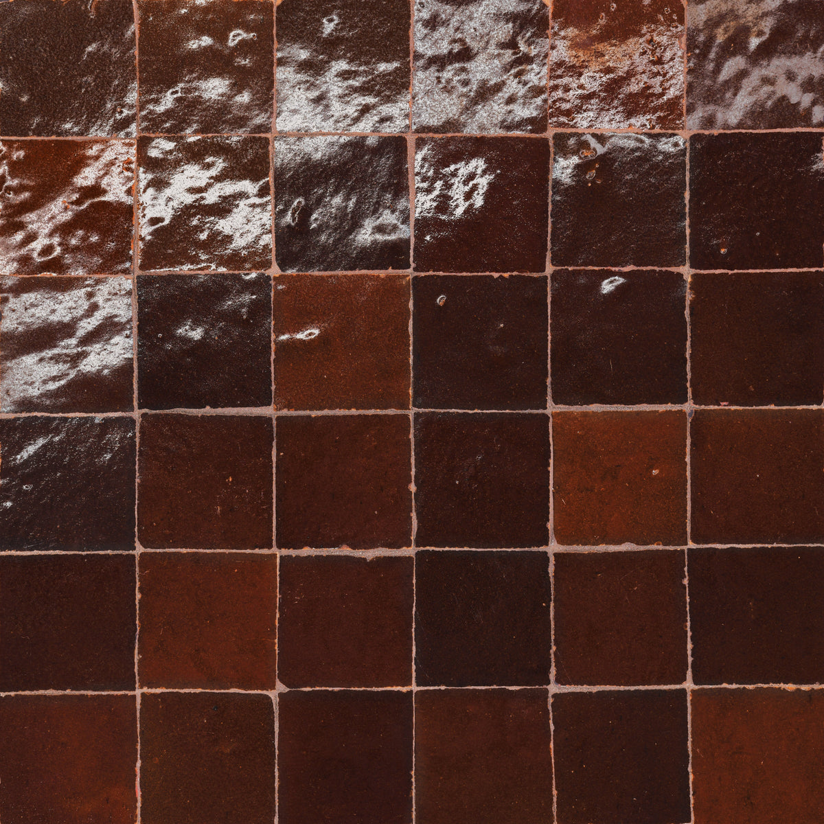 Bedrosians Zagora 2" x 2" Glossy Zellige Mosaic Tile in Maroon | Item Code 100003252