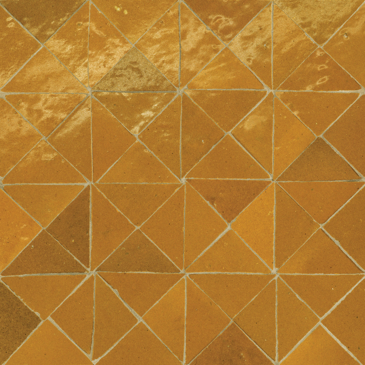 Bedrosians Zagora Triangle Glossy Zellige Mosaic Tile in Caramel | Item Code 100003277