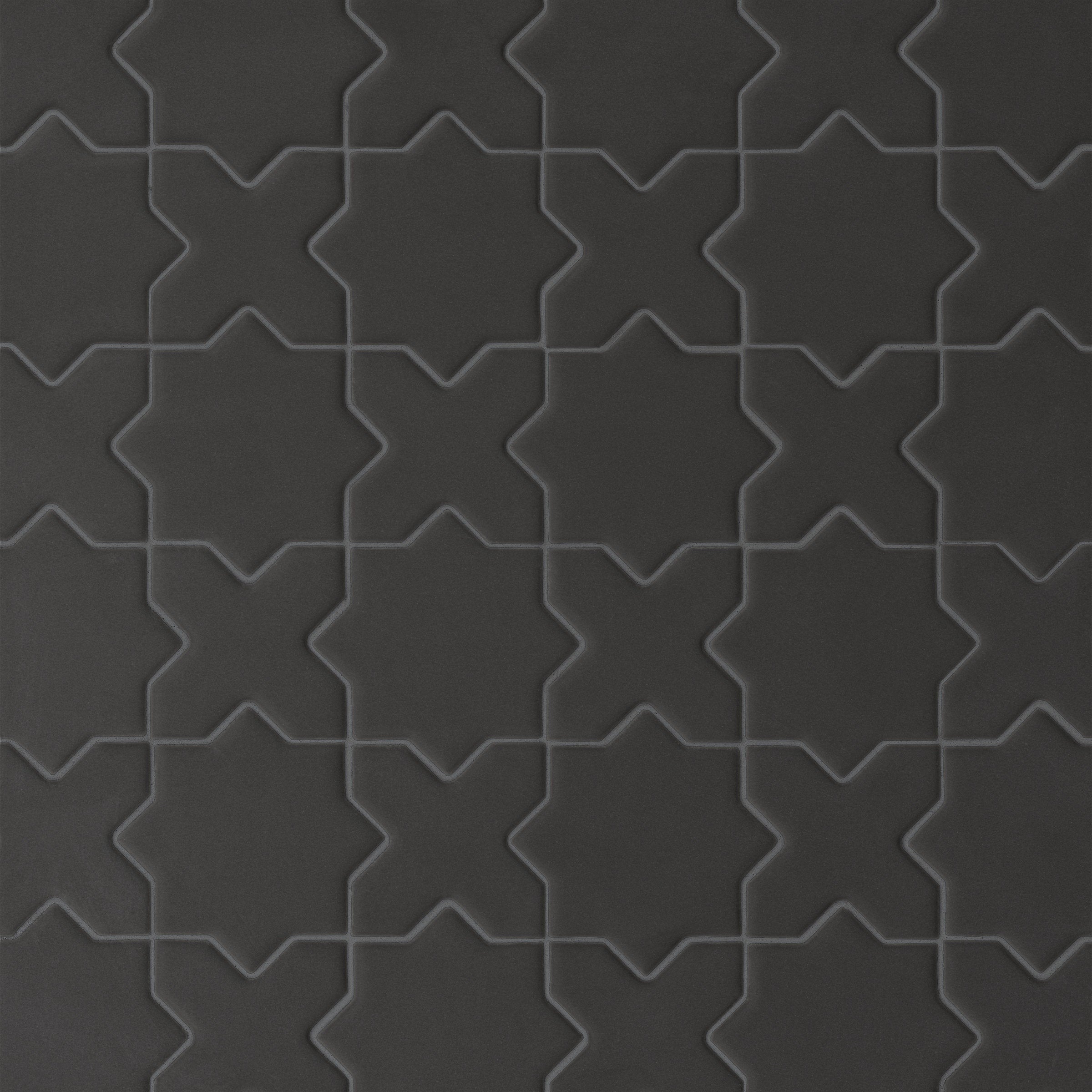 Bedrosians Le Cafe 2" x 2" Cross & Star Matte Porcelain Mosaic Tile in Black | Item Code 100003614