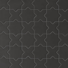 Bedrosians Le Cafe 2" x 2" Cross & Star Matte Porcelain Mosaic Tile in Black | Item Code 100003614