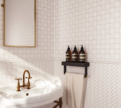 Bedrosians Le Cafe 1" x 3" Herringbone Matte Porcelain Mosaic Tile in White | Item Code 100002413