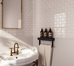 Bedrosians Le Cafe 3/4" x 3/4" Penny Round Glossy Porcelain Mosaic Tile in White | Item Code 100002407
