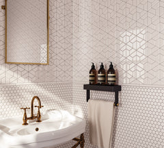 Bedrosians Le Cafe 1" x 1" Hexagon Matte Porcelain Mosaic Tile in White | Item Code DECLEC11W