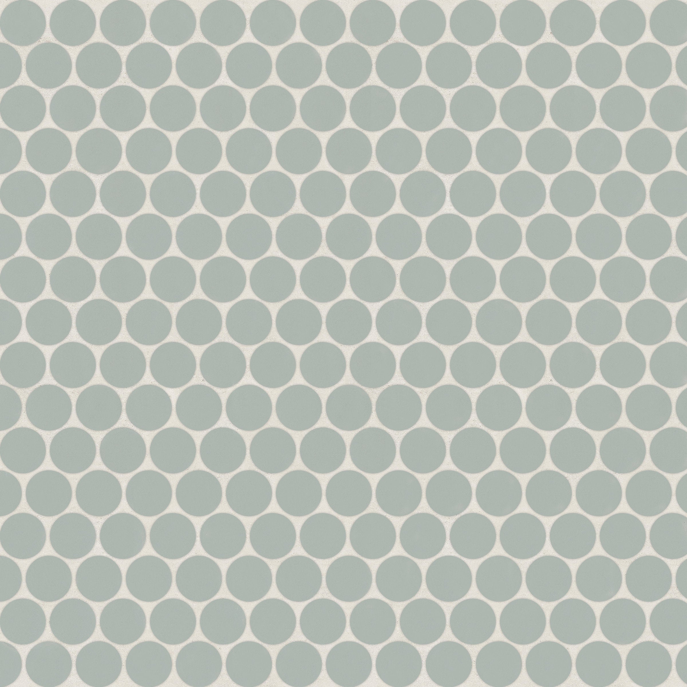 Bedrosians Marin 3/4" Penny Round Matte Porcelain Mosaic in Aloe Green | Item Code 100004035
