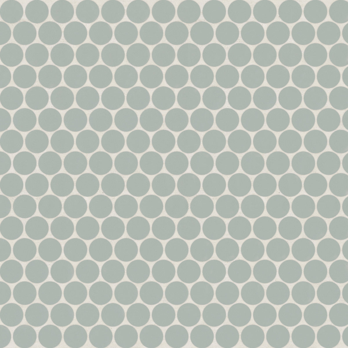 Bedrosians Marin 3/4" Penny Round Matte Porcelain Mosaic in Aloe Green | Item Code 100004035