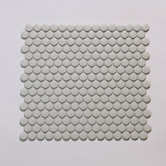 Bedrosians Marin 3/4" Penny Round Matte Porcelain Mosaic in Pebble Gray | Item Code 100004037