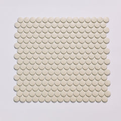 Bedrosians Marin 3/4" Penny Round Matte Porcelain Mosaic in Sand Dollar | Item Code 100004038