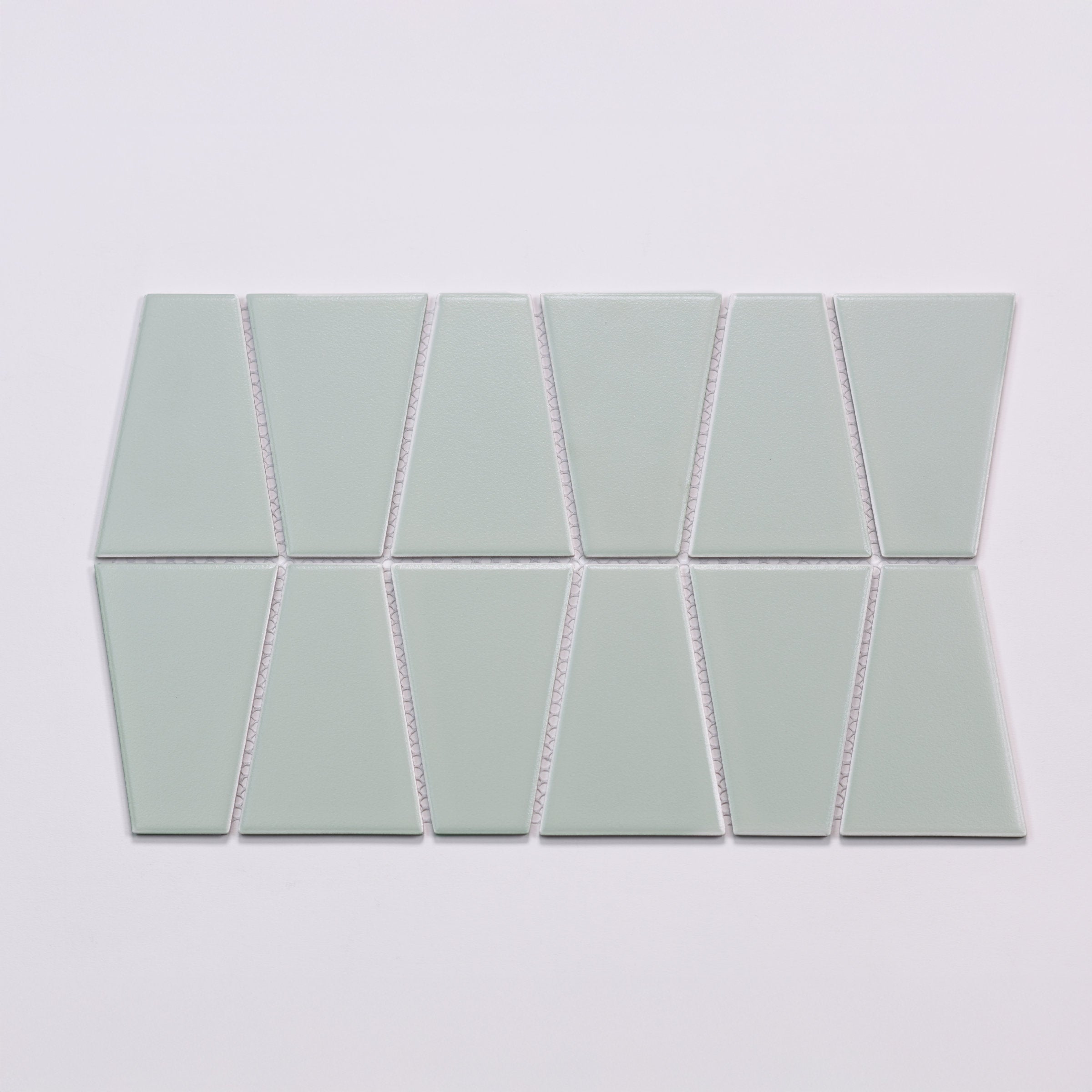 Bedrosians Marin Trapezoid Matte Porcelain Mosaic in Aloe Green | Item Code 100004044