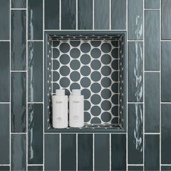 Bedrosians Marin 0.5" x 12" Jolly Miter Edge Ceramic Trim in Midnight Tide | Item Code 100003181