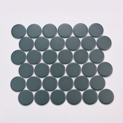 Bedrosians Marin 2" Penny Round Matte Porcelain Mosaic in Ocean Teal | Item Code 100004789