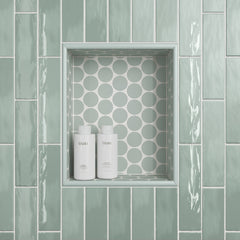 Bedrosians Marin 2" Penny Round Matte Porcelain Mosaic in Aloe Green | Item Code 100004790