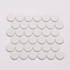 Bedrosians Marin 2" Penny Round Matte Porcelain Mosaic in Pearl White | Item Code 100004794