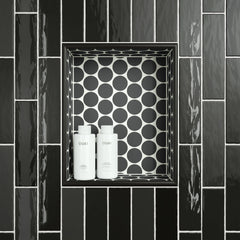 Bedrosians Marin 0.5" x 12" Jolly Miter Edge Ceramic Trim in Black Sea | Item Code 100003188