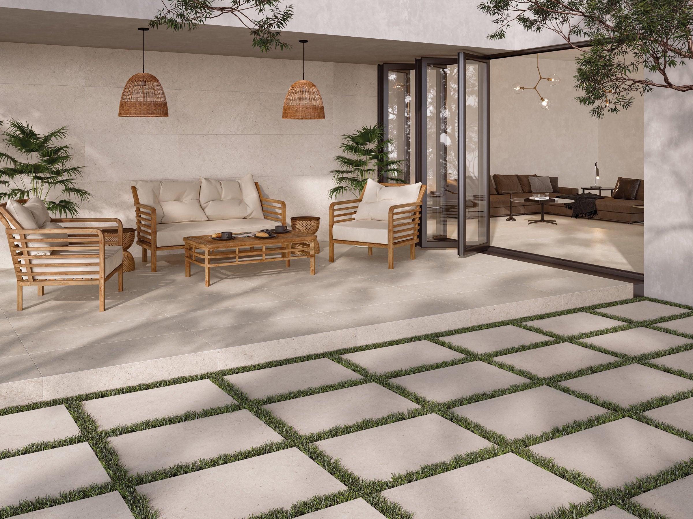 Bedrosians Poetry Stone 24" x 36" Matte Porcelain Paver in Ivory | Item Code 100005411
