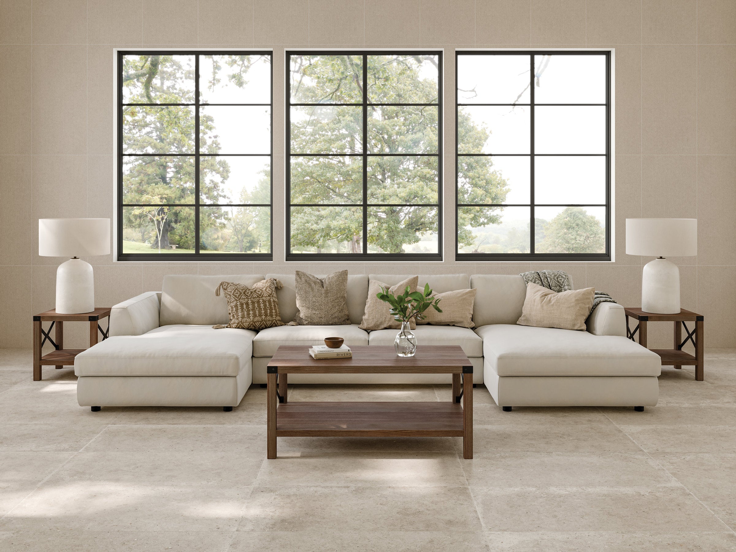 Bedrosians Poetry Stone 24" x 48" Matte Porcelain Field Tile in Beige | Item Code 100005404