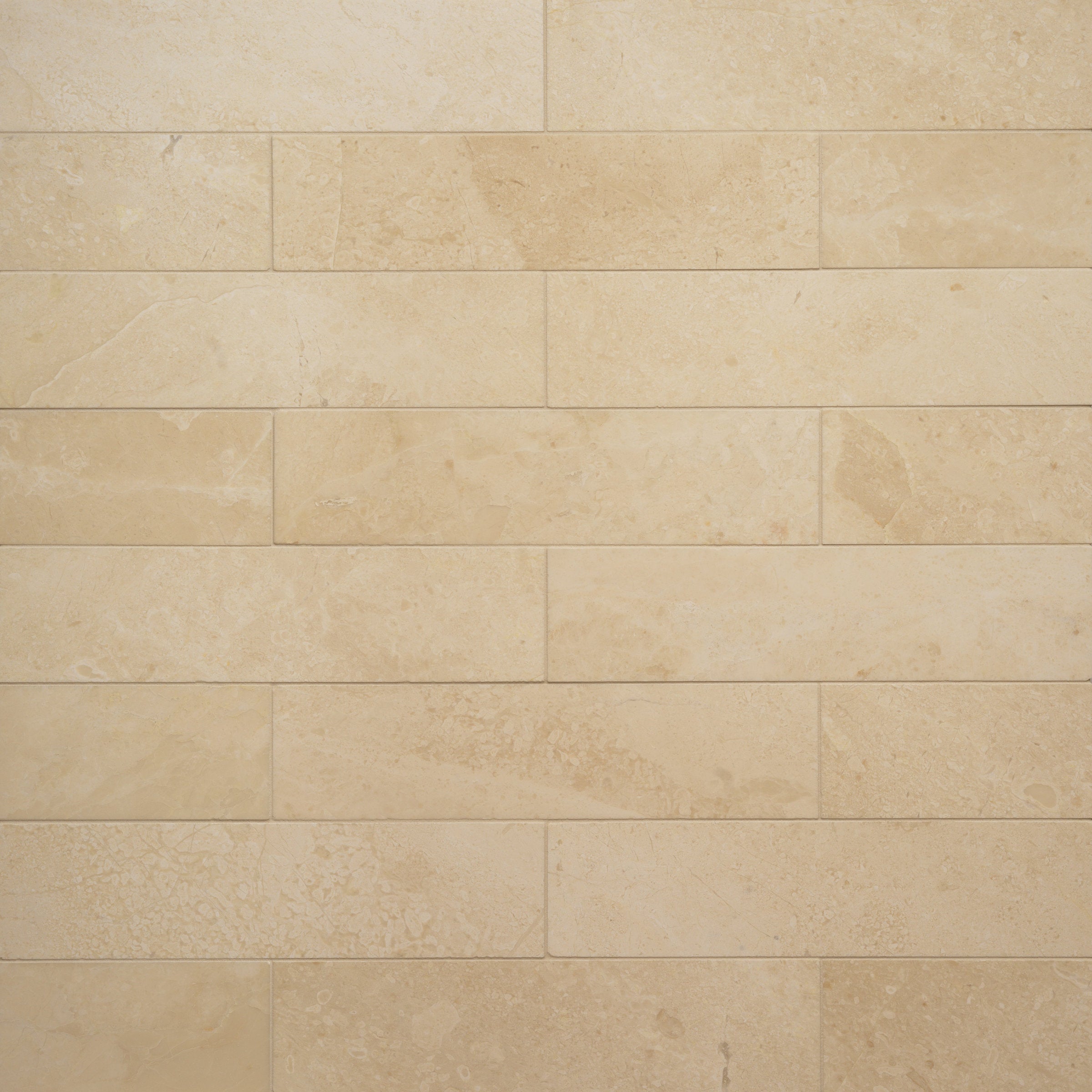 Bedrosians Caspian Bisque 3" x 12" Honed Marble Mesh Back Tile | Item Code 100005480