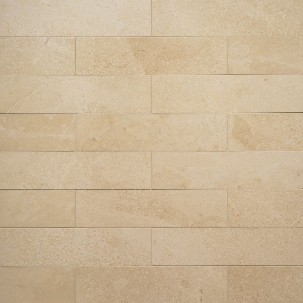 Bedrosians Caspian Bisque 3" x 12" Honed Marble Mesh Back Tile | Item Code 100005480