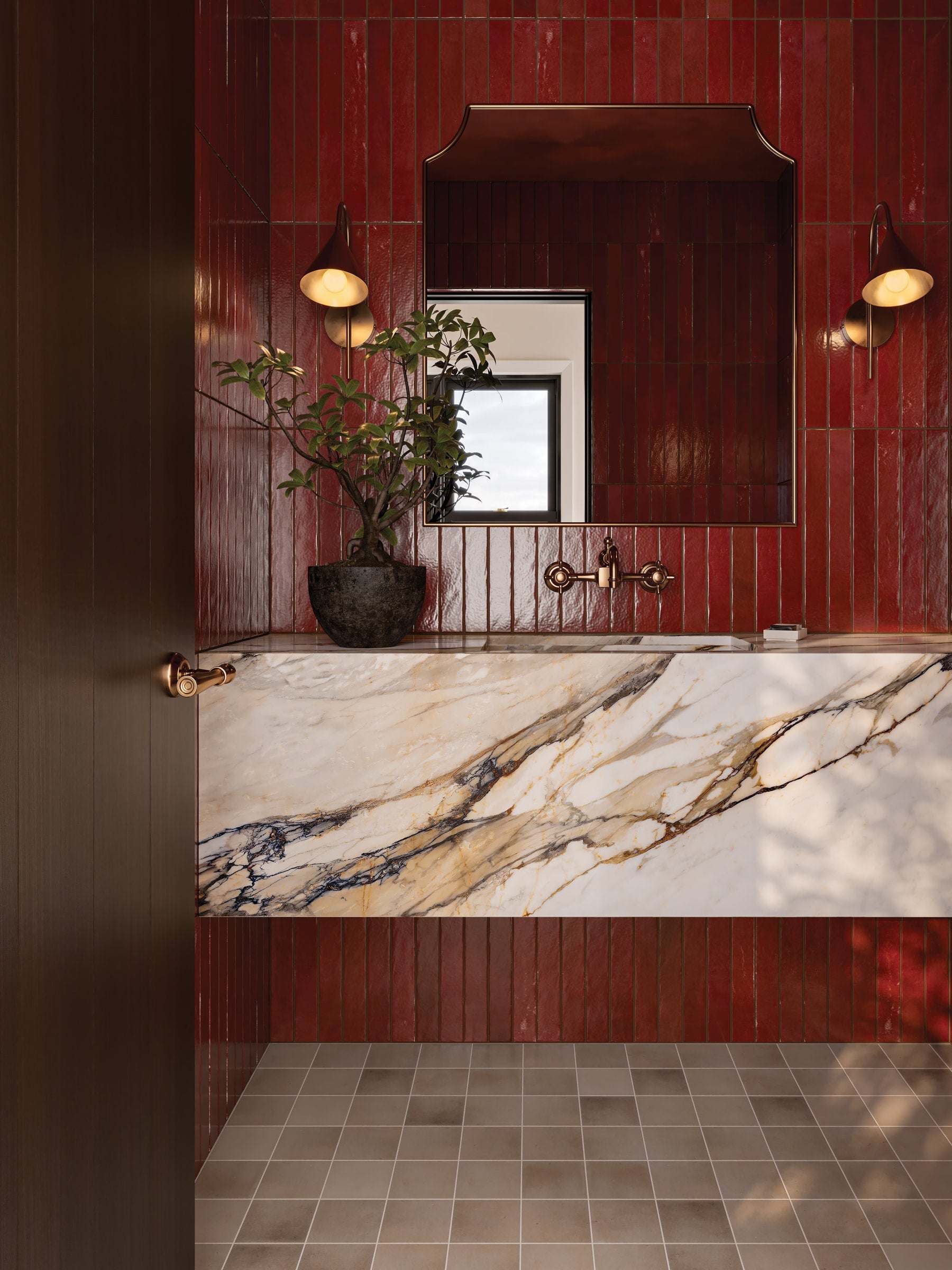Bedrosians Celine 4" x 4" Matte Porcelain Floor & Wall Tile in Taupe | Item Code 100003127