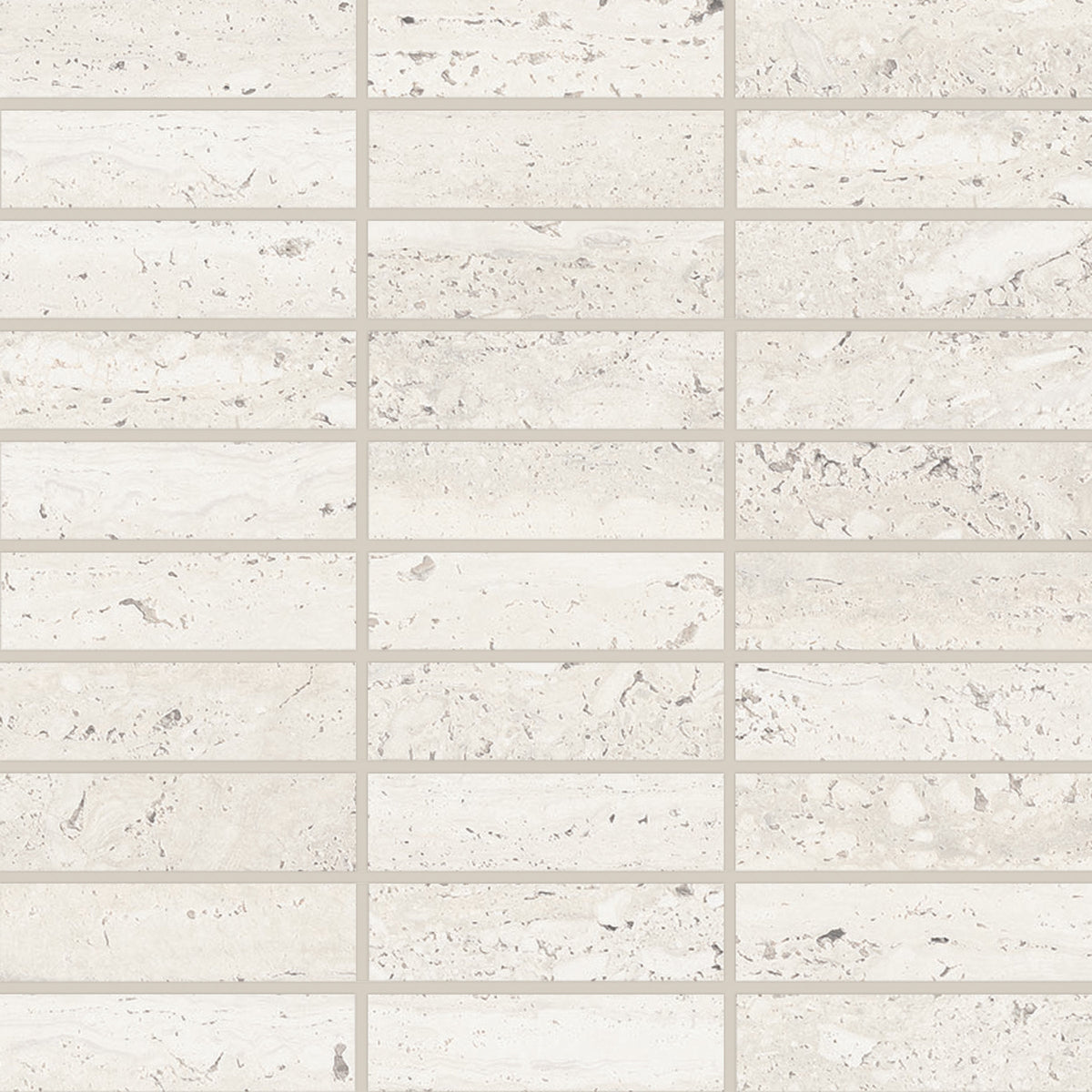 Bedrosians Sensi Roma 1" x 4" Satin Porcelain Rectangle Mosaic in White | Item Code 100005966