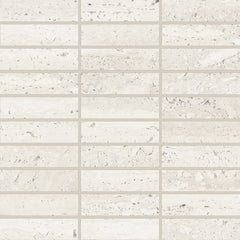 Bedrosians Sensi Roma 1" x 4" Satin Porcelain Rectangle Mosaic in White | Item Code 100005966