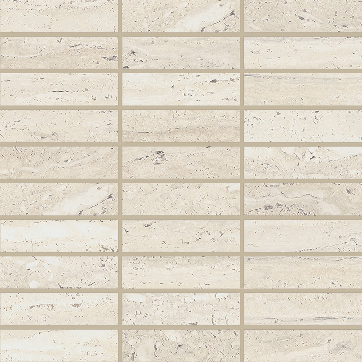 Bedrosians Sensi Roma 1" x 4" Satin Porcelain Rectangle Mosaic in Ivory | Item Code 100005967