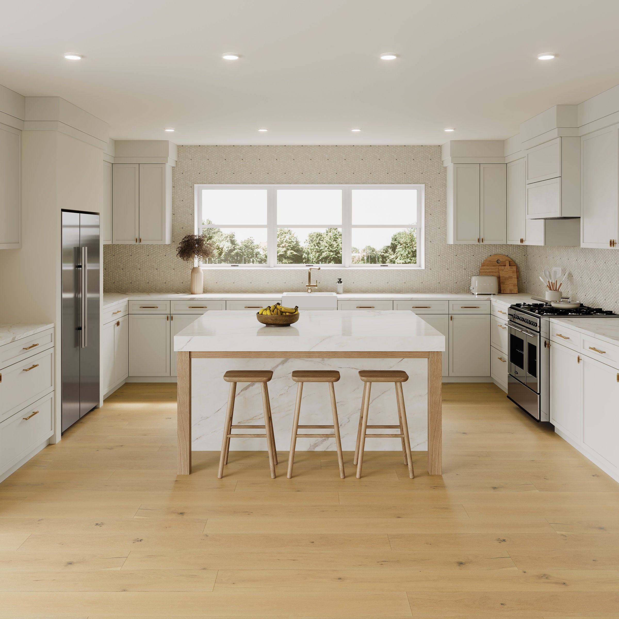 Bedrosians Celeste Honed Marble Blend Mosaic Tile in Myra Beige & Basalt | Item Code 100001715