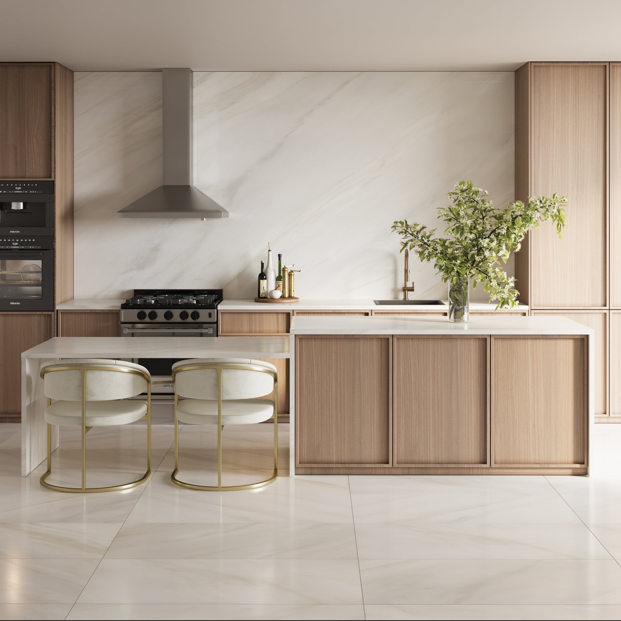 Bedrosians Magnifica Era 24" x 48" - 8mm Honed Porcelain Tile in Bianco Lasa | Item Code 100007406