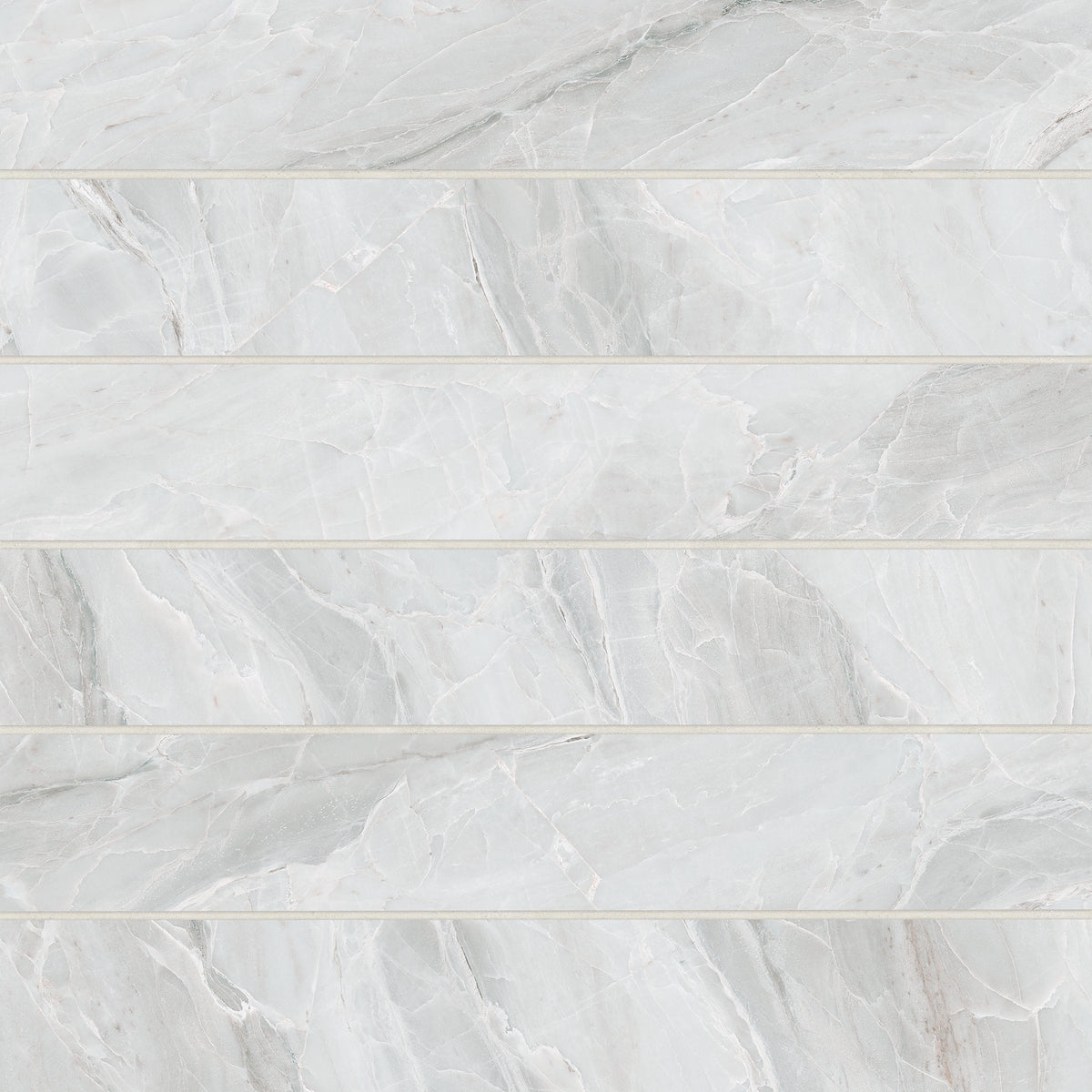 Bedrosians Magnifica Era 4" x 24" - 8mm Polished Porcelain Tile in Pietra Bianca | Item Code 100007417