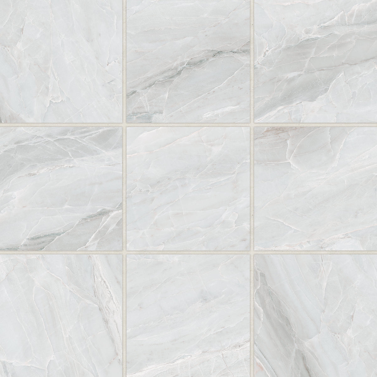 Bedrosians Magnifica Era 4" x 4" - 8mm Honed Porcelain Mosaic Tile in Pietra Bianca | Item Code 100007420