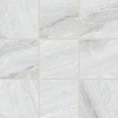 Bedrosians Magnifica Era 4" x 4" - 8mm Honed Porcelain Mosaic Tile in Pietra Bianca | Item Code 100007420